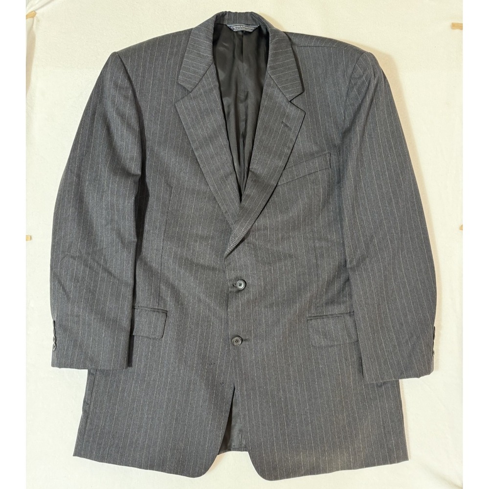 Vintage Gieves & Hawkes Men 46R Grey Pinstripe Wool 2-Button Blazer MD056